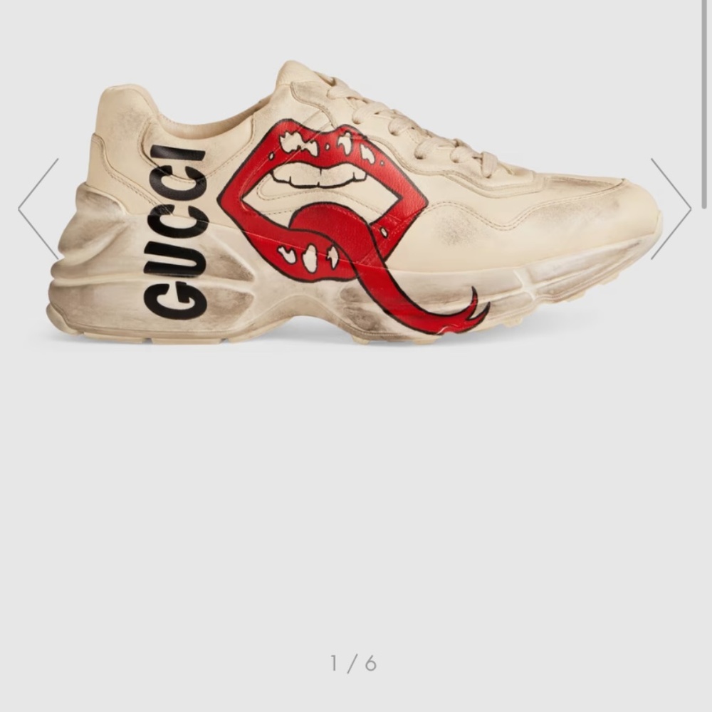 Women GUCCI rhyton sneaker with mouth print
